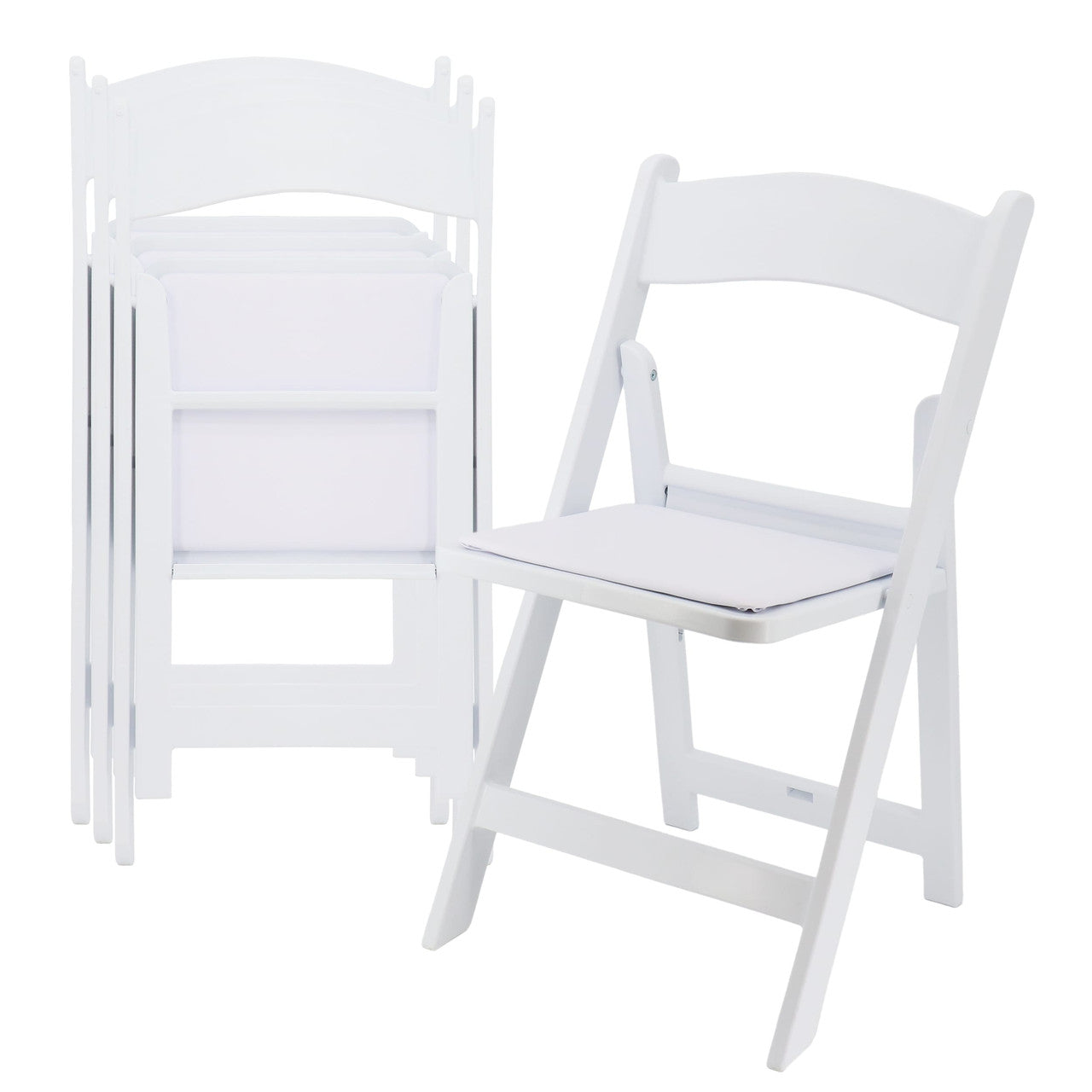 Elama 4 Piece Plastic Folding Resin Chair in White with Removable Seat Pad by Elama