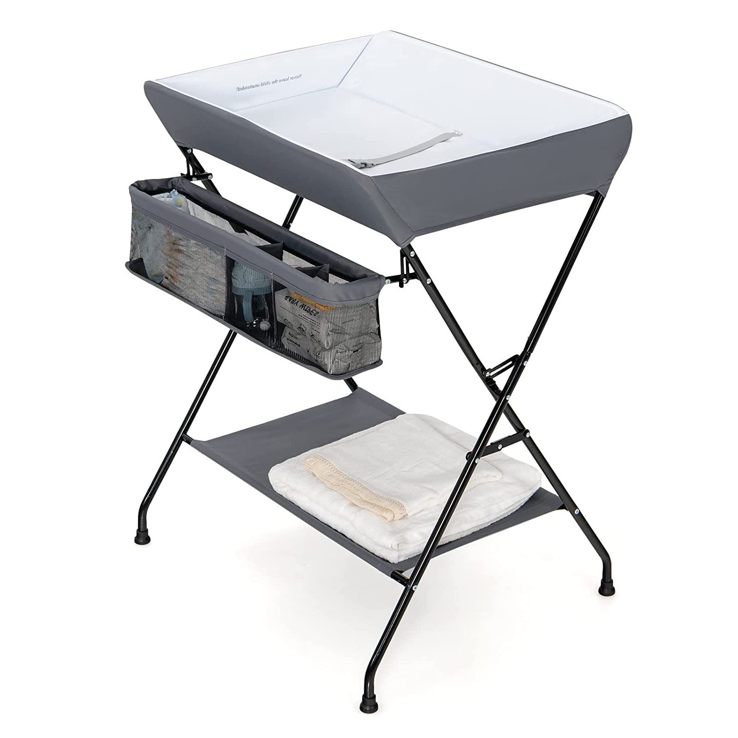 Grey Folding Wide Nursery Diaper Baby Changing Table by FastFurnishings