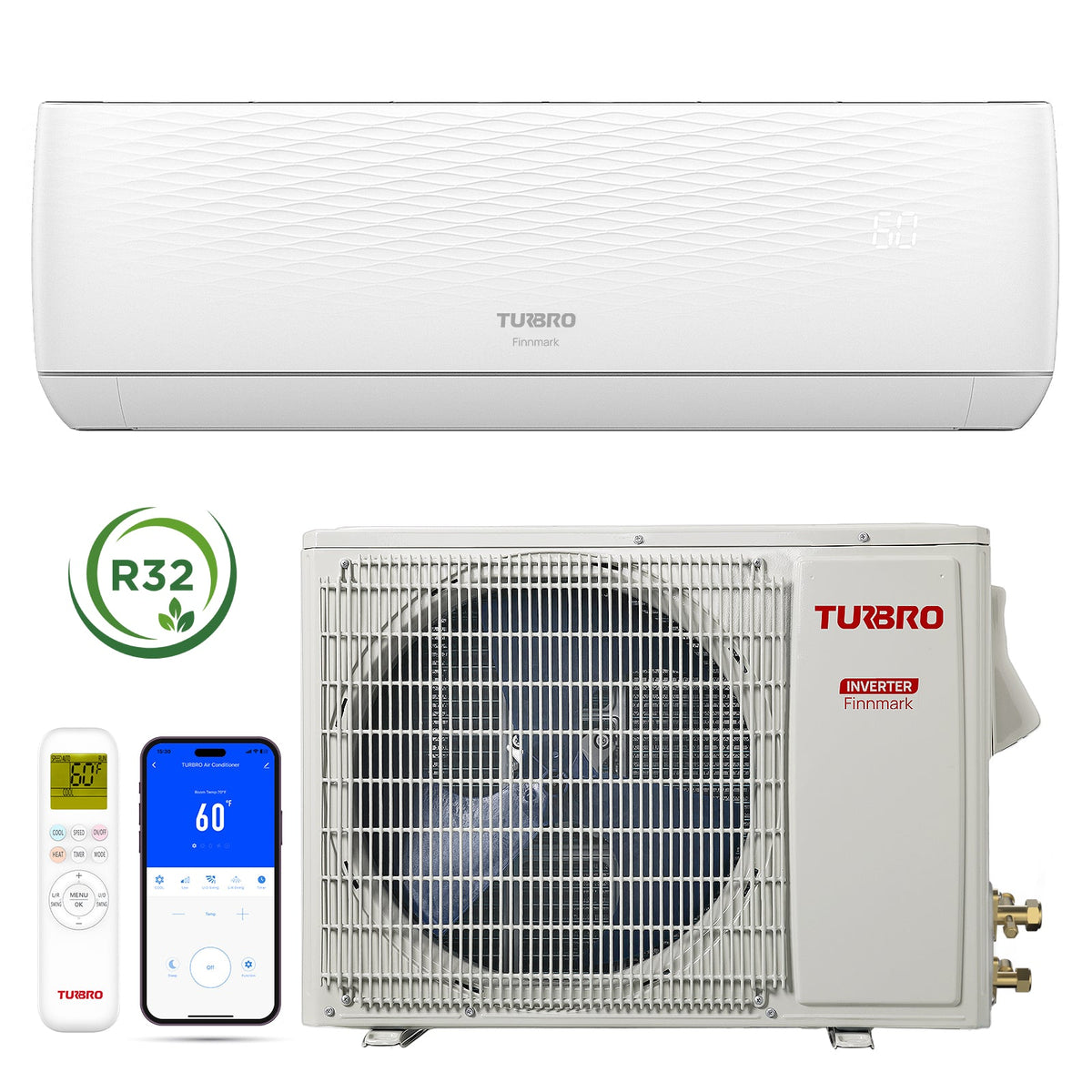 (Open Box) Finnmark Single Zone Mini Split AC (R32) by TURBRO