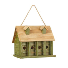 Green Wood Garden Bird House with 1 Compartment and 4 Holes by Homemaintenancesupplies2