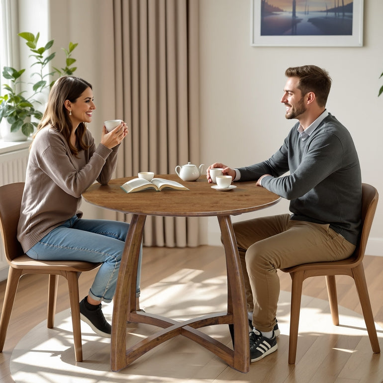 Alma 36 Inches Round Dining Table for 4, Mid-Century Modern Kitchen & Dining Room Tables by Megsu