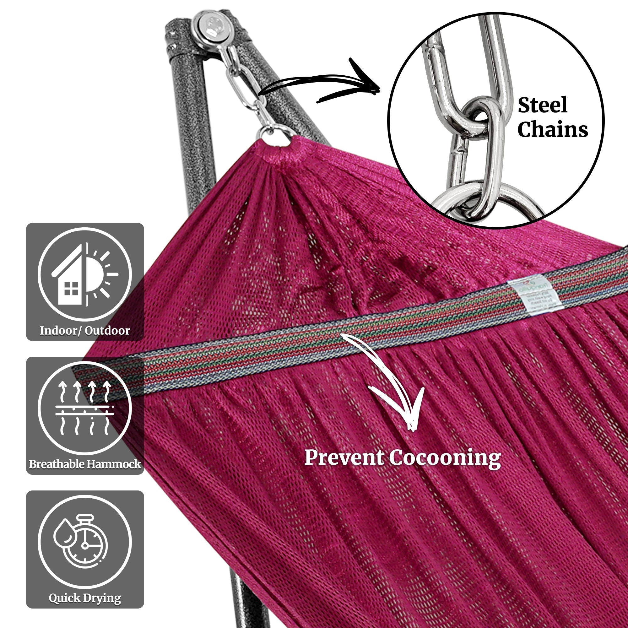 Tranquillo Universal Hammock with Medium Size Stands for Ultimate Relaxation - Ideal Universal Hammock Stands - Medium Size by Megsu