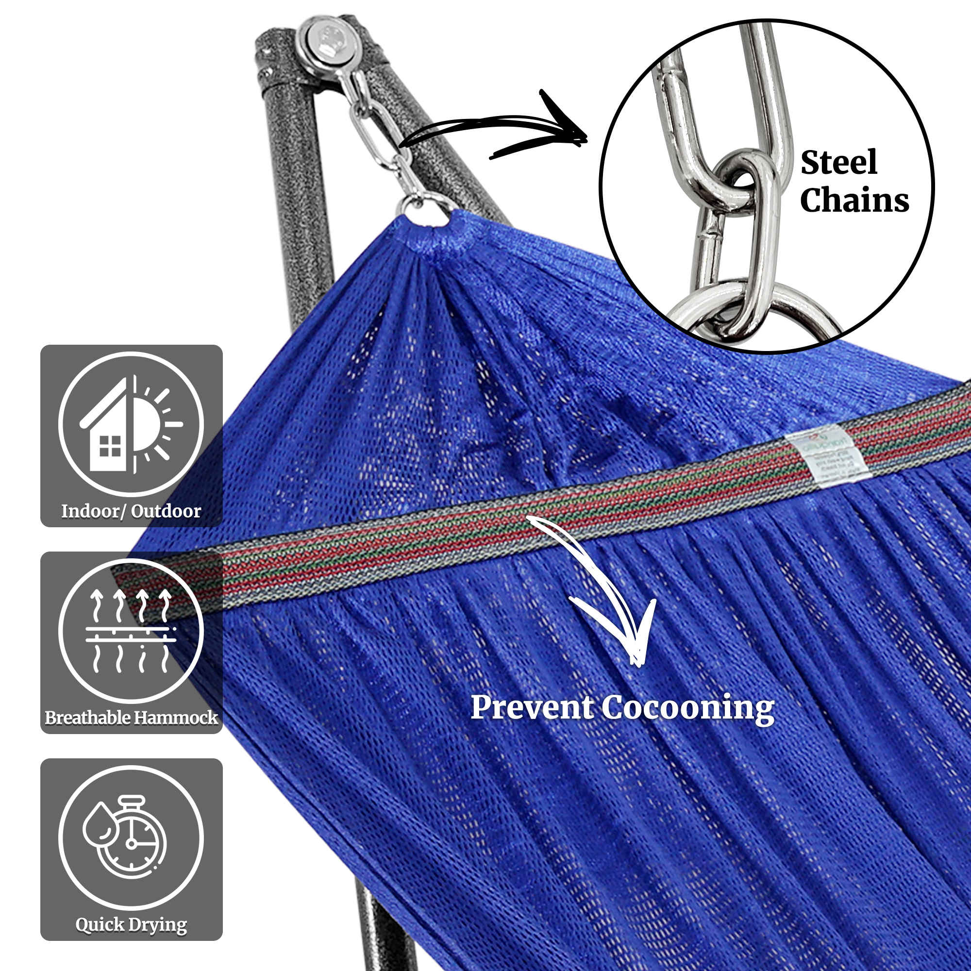 Tranquillo Universal Hammock with Medium Size Stands for Ultimate Relaxation - Ideal Universal Hammock Stands - Medium Size by Megsu