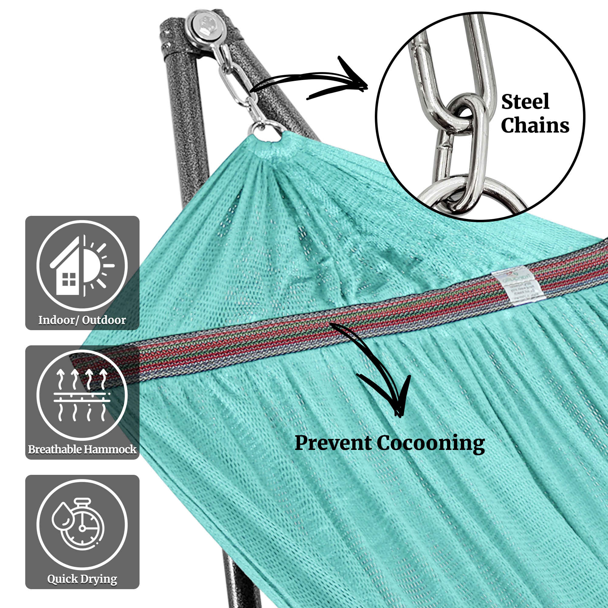 Tranquillo Universal Hammock with Medium Size Stands for Ultimate Relaxation - Ideal Universal Hammock Stands - Medium Size by Megsu