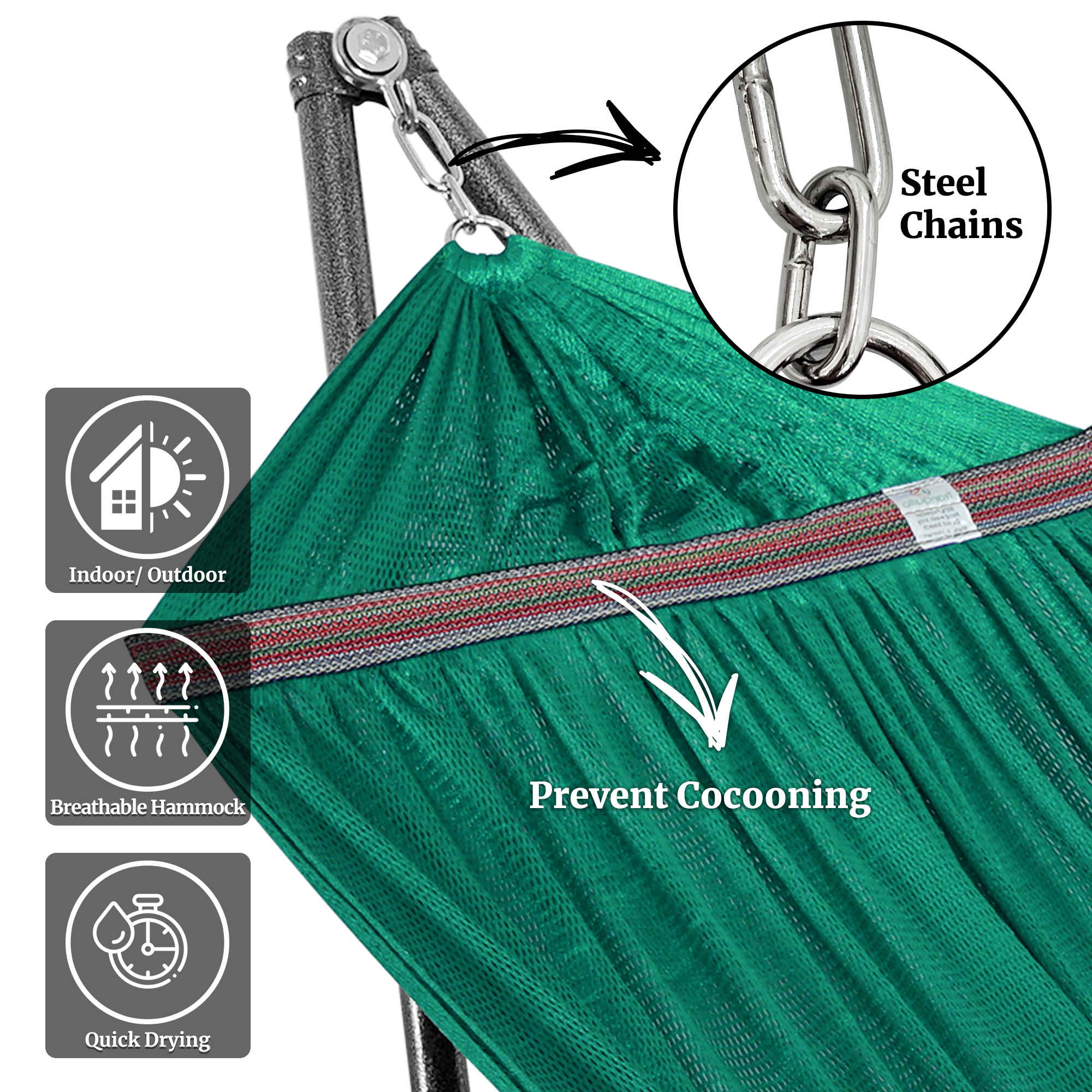 Tranquillo Universal Hammock with Medium Size Stands for Ultimate Relaxation - Ideal Universal Hammock Stands - Medium Size by Megsu