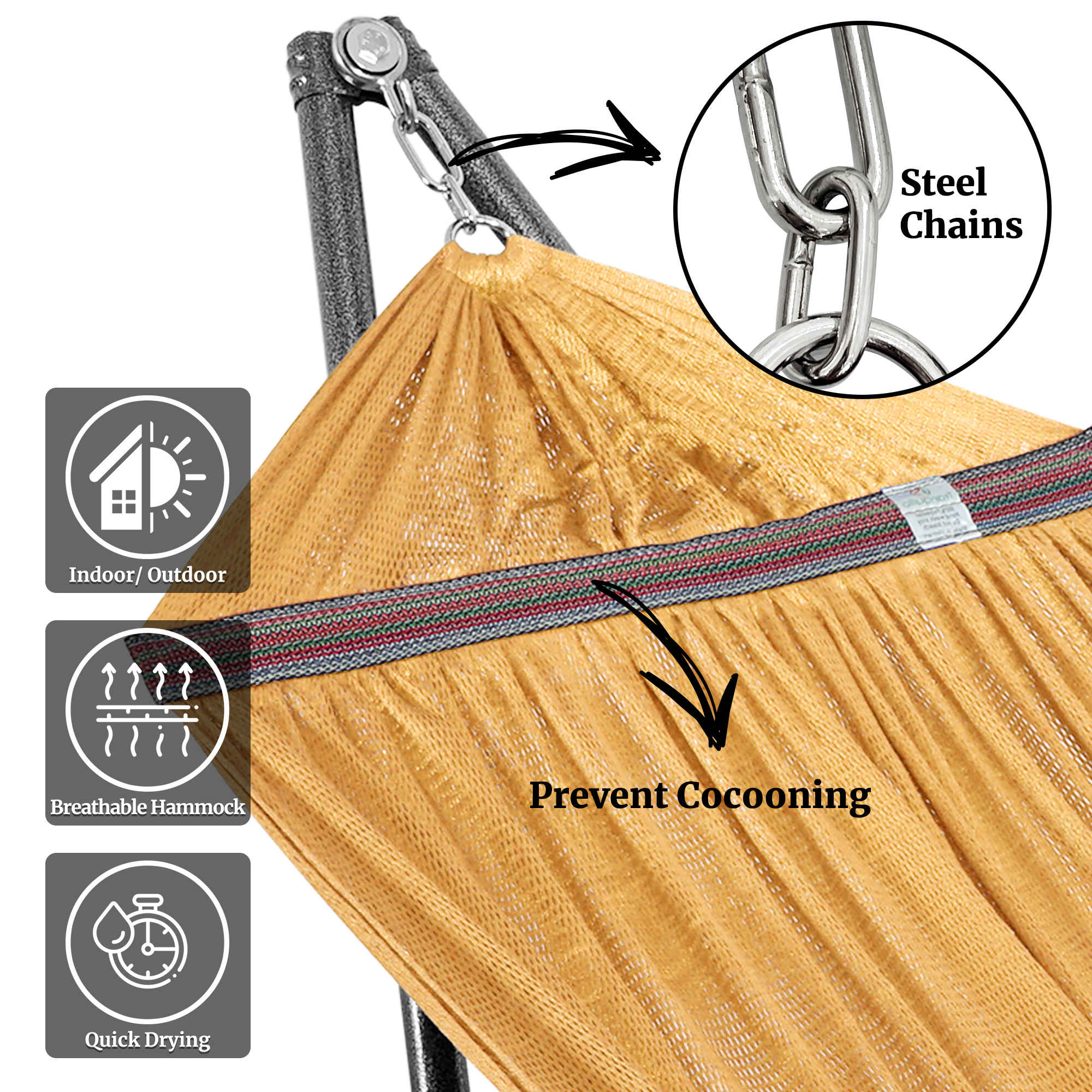 Tranquillo Universal Hammock with Medium Size Stands for Ultimate Relaxation - Ideal Universal Hammock Stands - Medium Size by Megsu