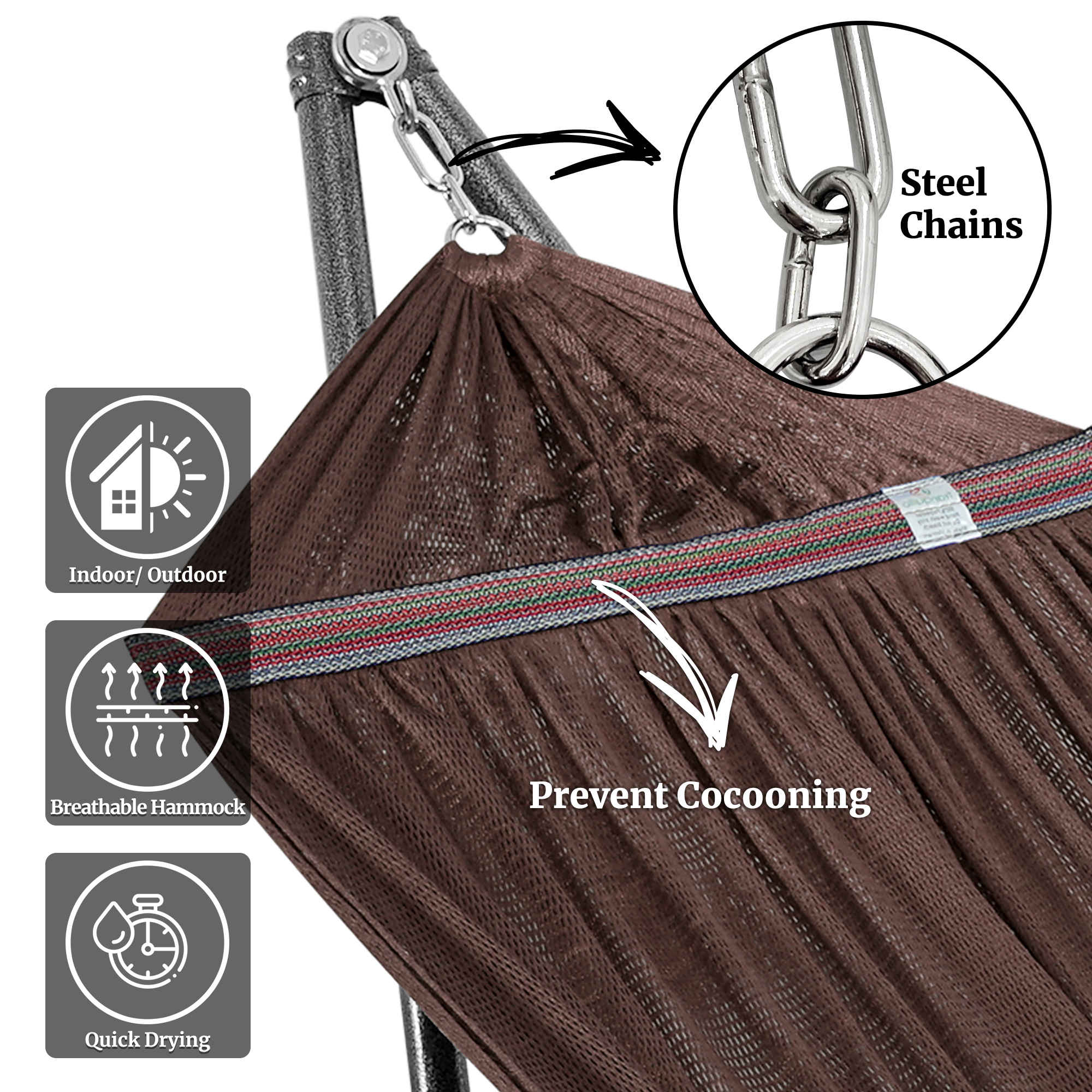 Tranquillo Universal Hammock with Medium Size Stands for Ultimate Relaxation - Ideal Universal Hammock Stands - Medium Size by Megsu