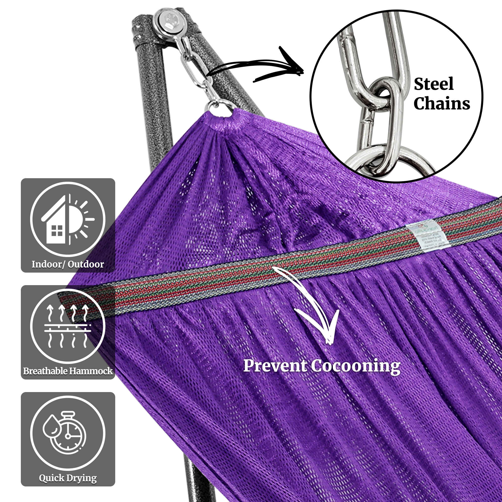 Tranquillo Universal Hammock with Medium Size Stands for Ultimate Relaxation - Ideal Universal Hammock Stands - Medium Size by Megsu