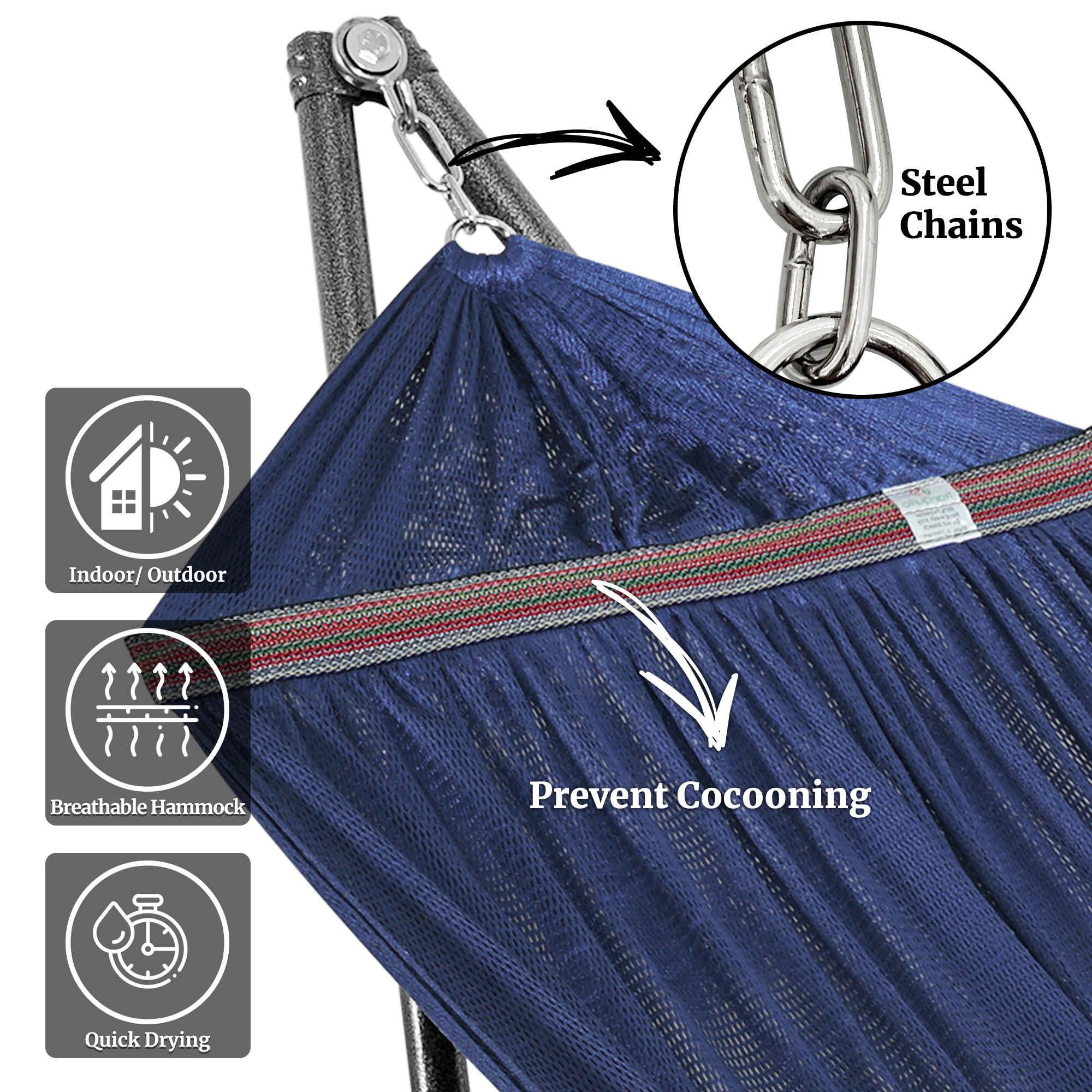 Tranquillo Universal Hammock with Medium Size Stands for Ultimate Relaxation - Ideal Universal Hammock Stands - Medium Size by Megsu