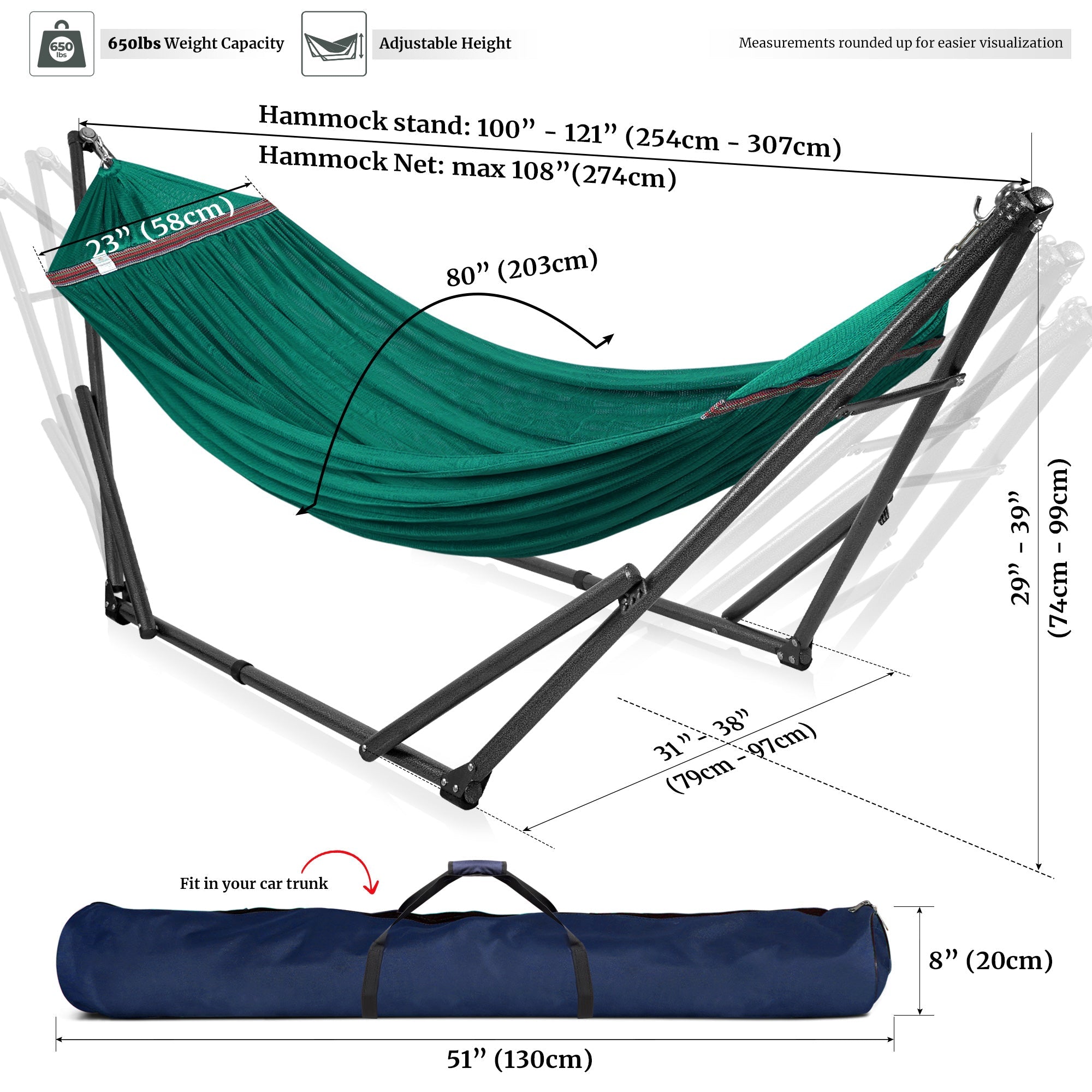 Tranquillo Universal Hammock with Medium Size Stands for Ultimate Relaxation - Ideal Universal Hammock Stands - Medium Size by Megsu