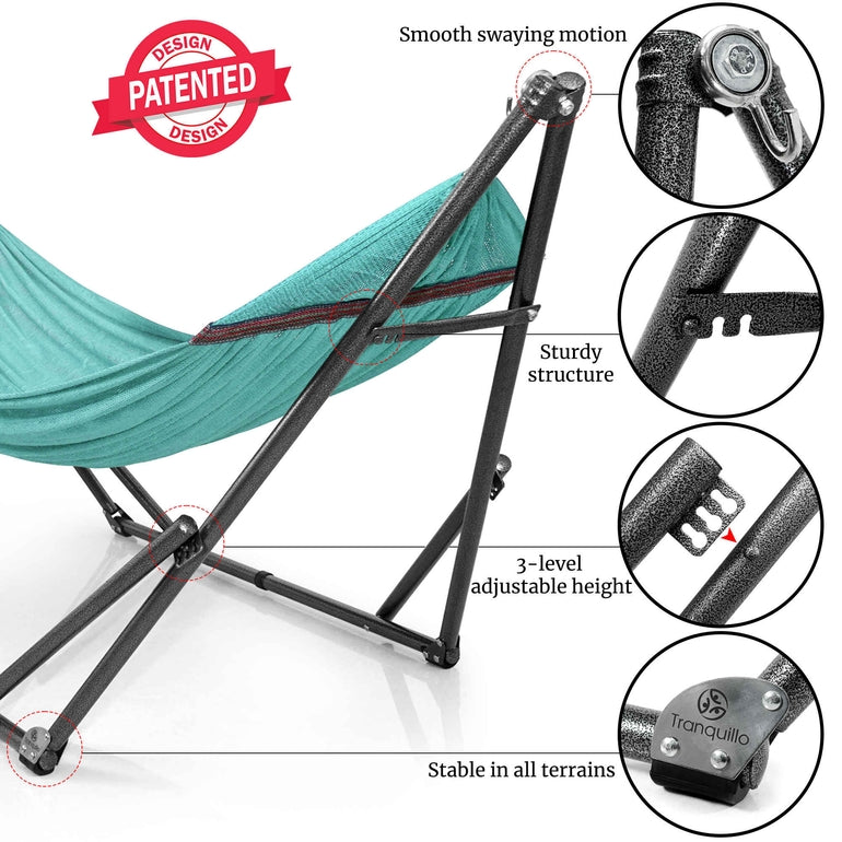 Tranquillo Universal Hammock with Medium Size Stands for Ultimate Relaxation - Ideal Universal Hammock Stands - Medium Size by Megsu