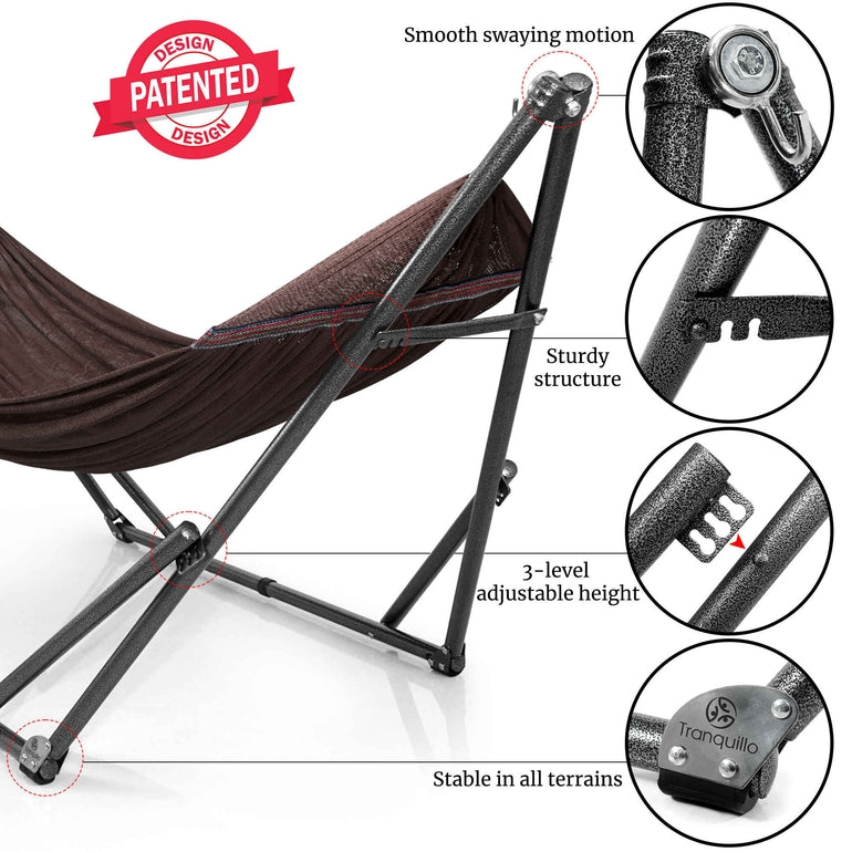 Tranquillo Universal Hammock with Medium Size Stands for Ultimate Relaxation - Ideal Universal Hammock Stands - Medium Size by Megsu