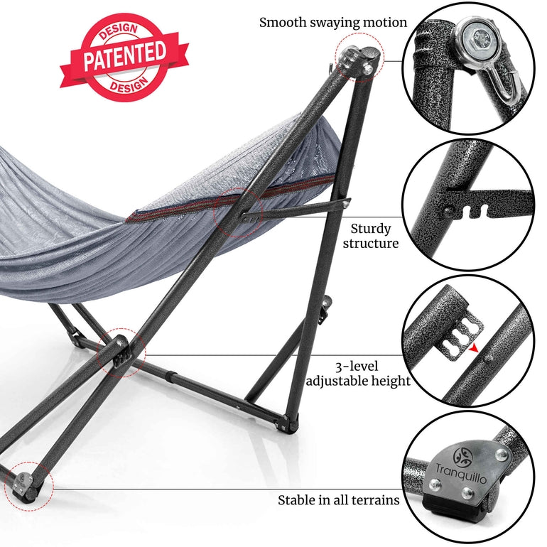 Tranquillo Universal Hammock with Medium Size Stands for Ultimate Relaxation - Ideal Universal Hammock Stands - Medium Size by Megsu
