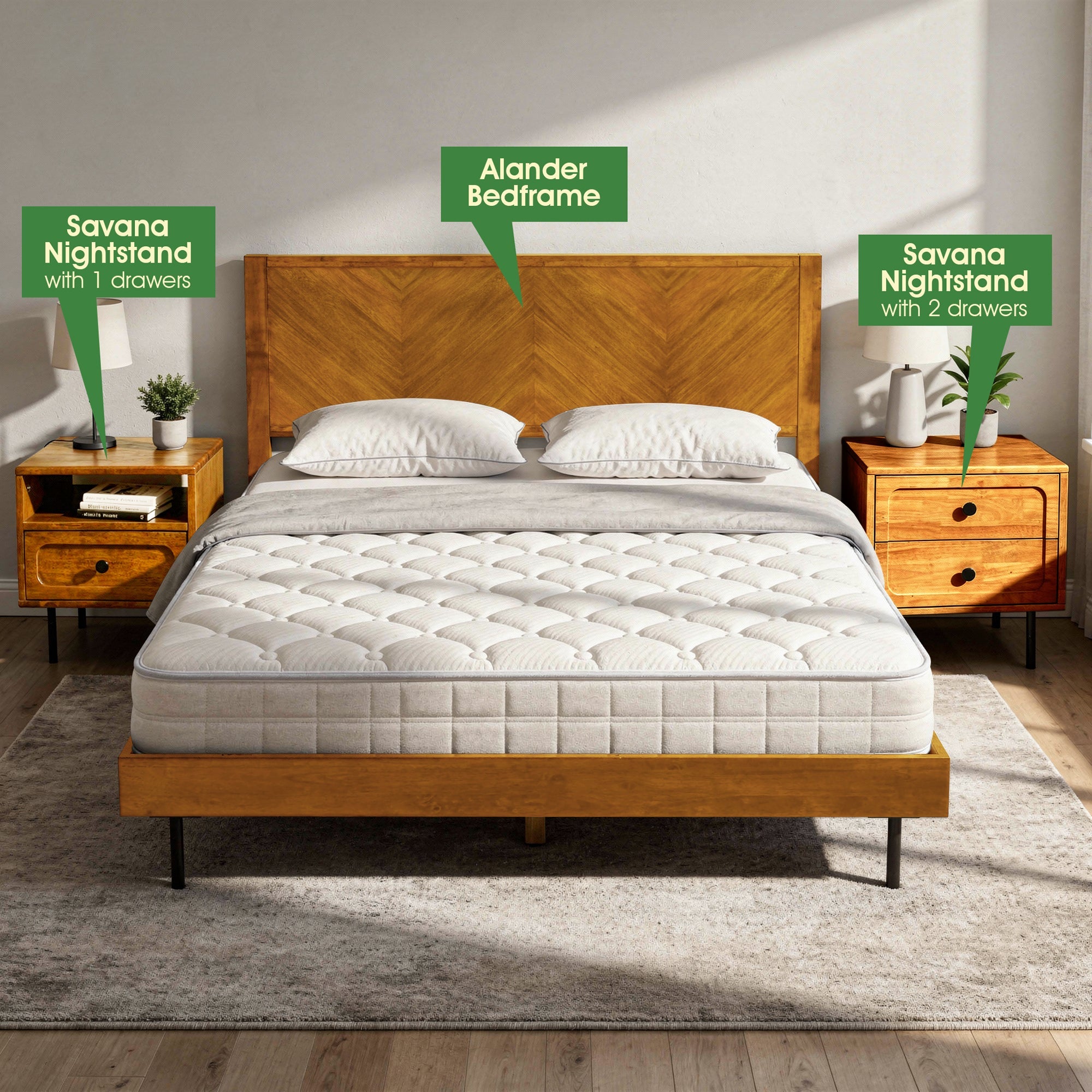 Savana Solid Wood Single-Drawer Nightstand by Megsu