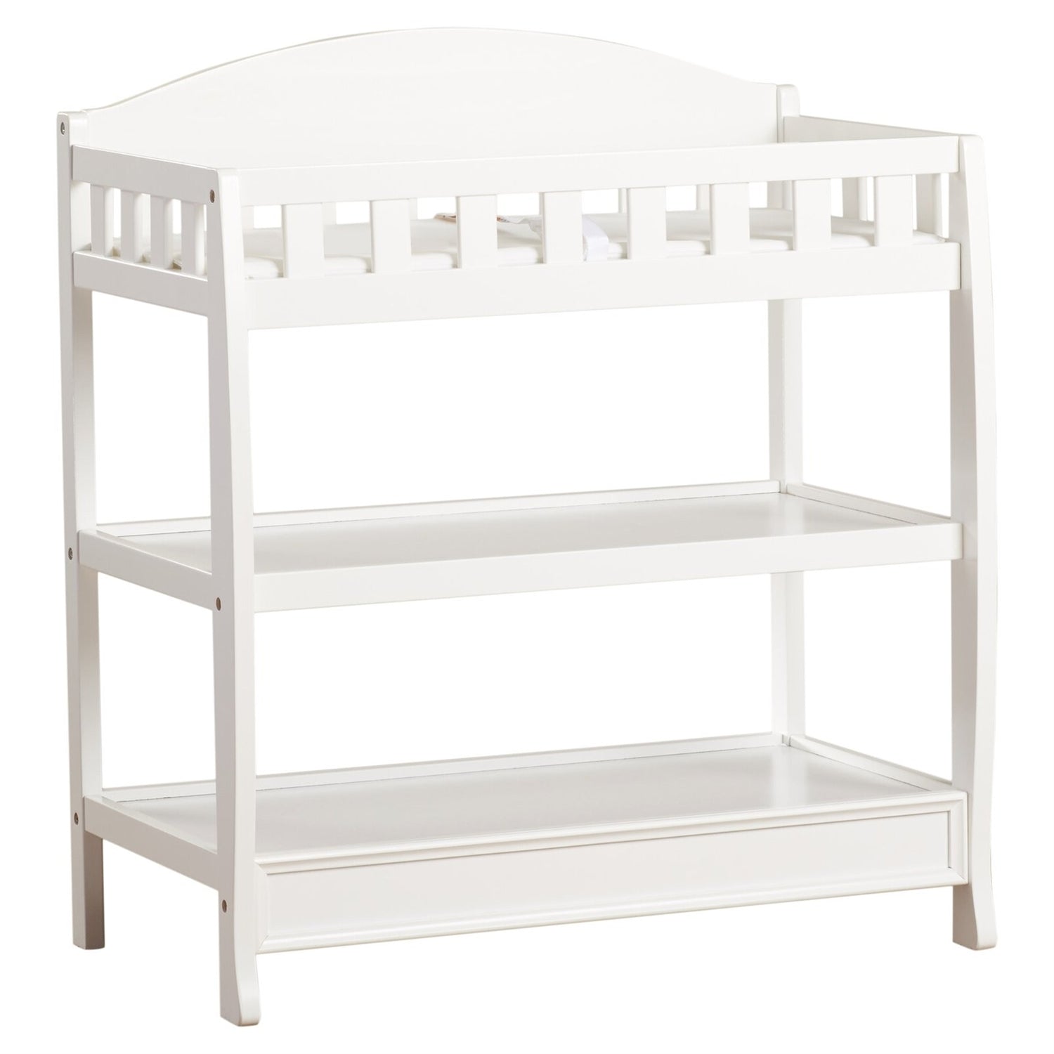 Modern White Wooden Baby Changing Table with Safety Rail Pad and Strap by FastFurnishings