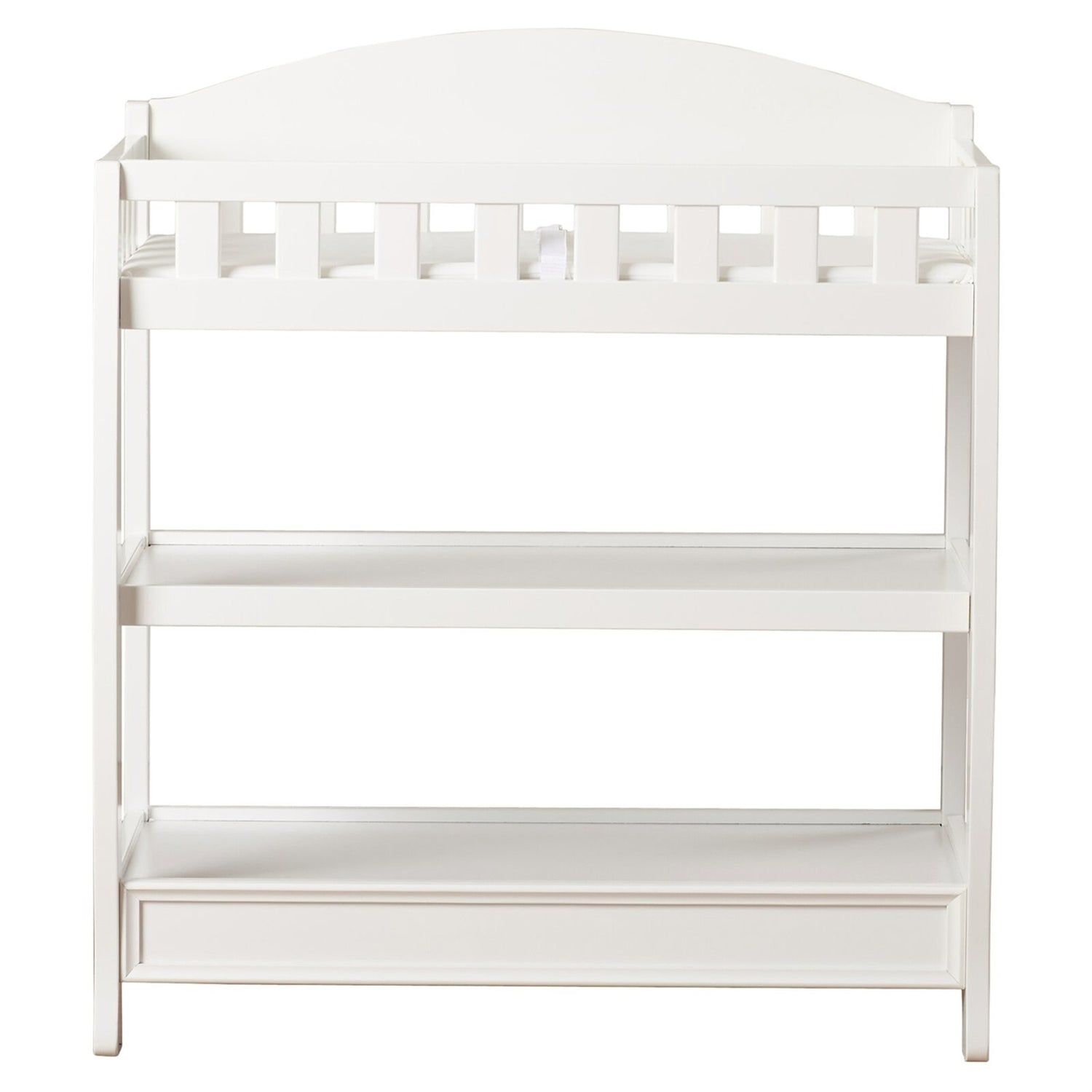 Modern White Wooden Baby Changing Table with Safety Rail Pad and Strap by FastFurnishings
