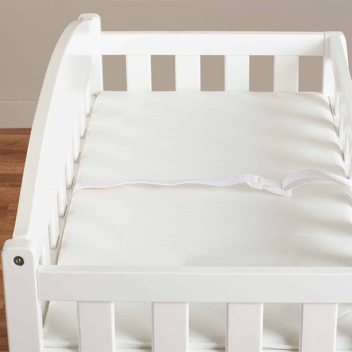 Modern White Wooden Baby Changing Table with Safety Rail Pad and Strap by FastFurnishings