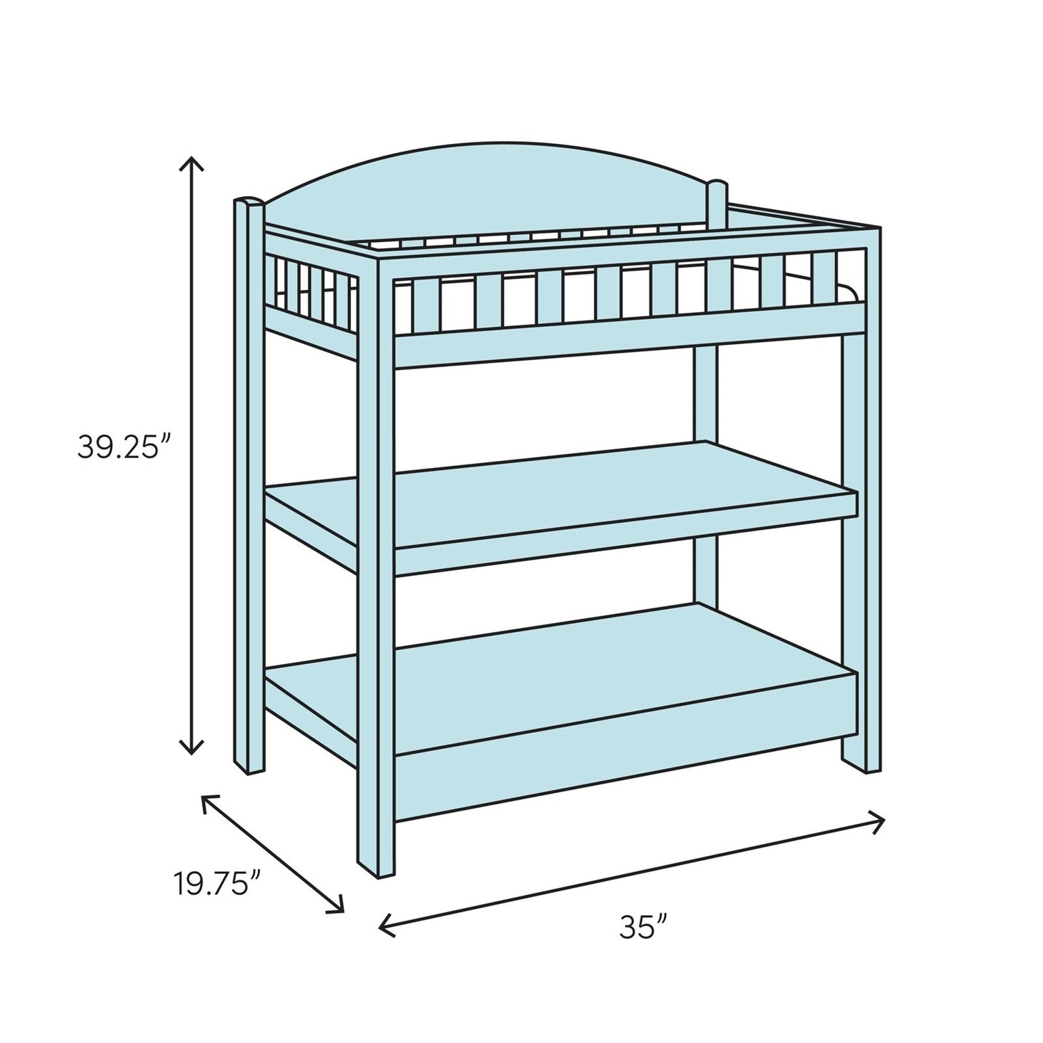 Modern White Wooden Baby Changing Table with Safety Rail Pad and Strap by FastFurnishings