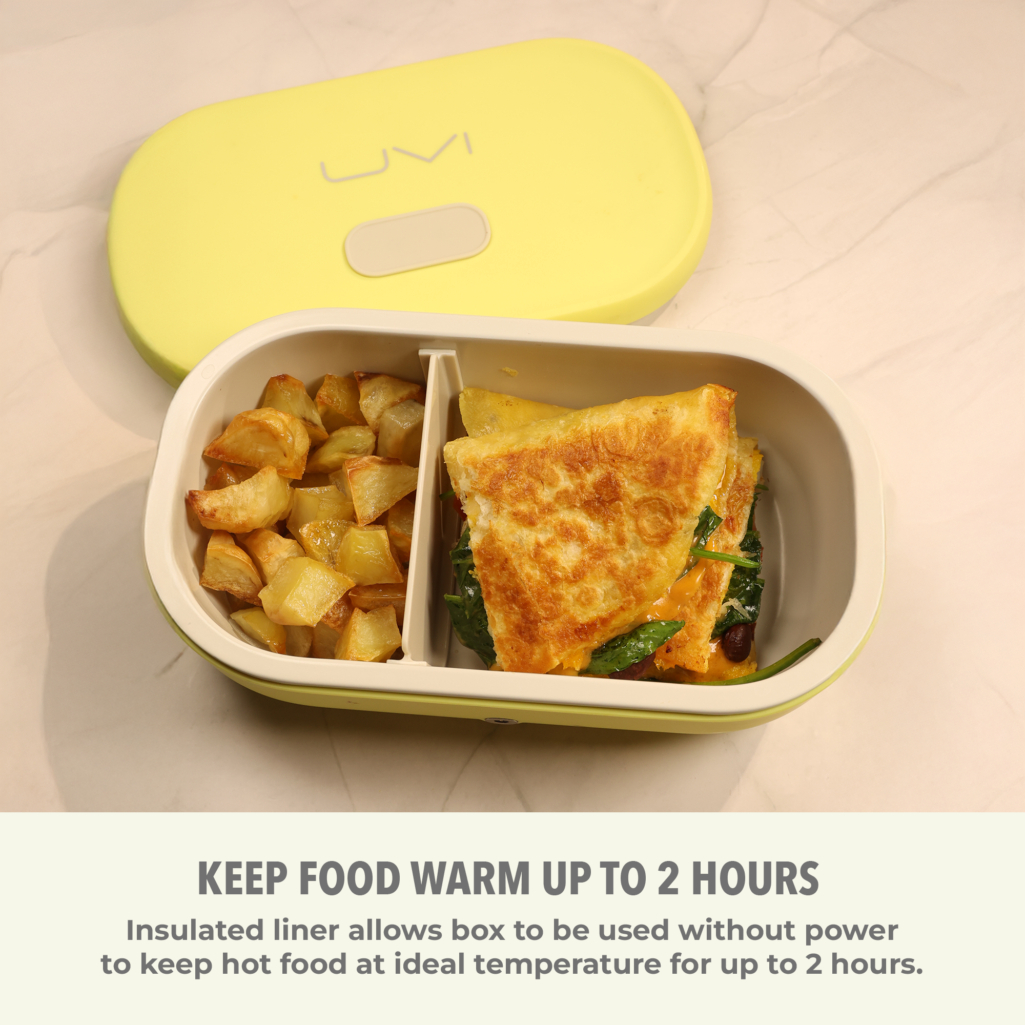 Self-Heating Lunch Box With USB-C Cord and UV LIGHT SANITIZER by Fritaire