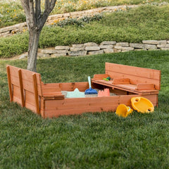 Sturdy Brown Cedar Kids Complete Seated Bench Sandbox by FastFurnishings