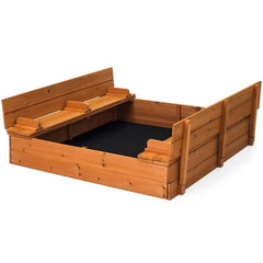 Sturdy Brown Cedar Kids Complete Seated Bench Sandbox by FastFurnishings