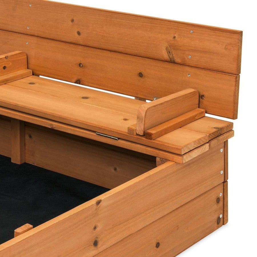 Sturdy Brown Cedar Kids Complete Seated Bench Sandbox by FastFurnishings