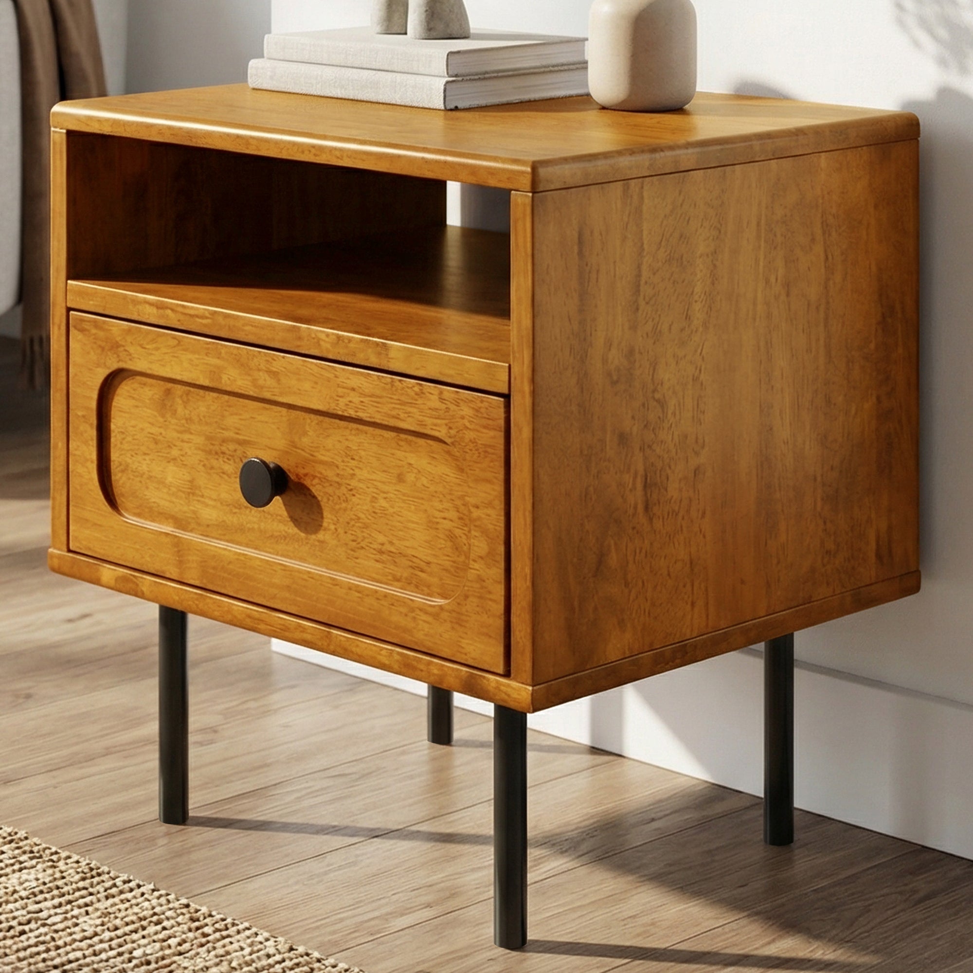 Savana Solid Wood Single-Drawer Nightstand by Megsu