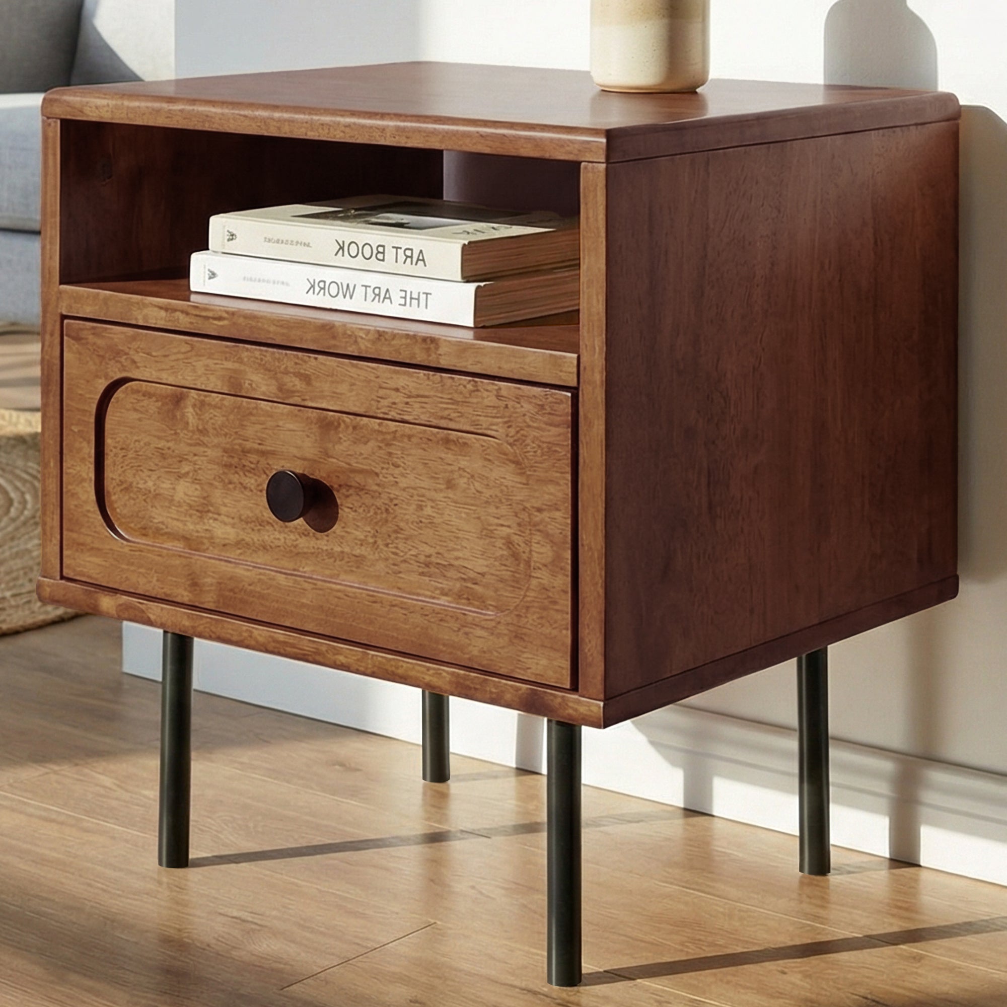 Savana Solid Wood Single-Drawer Nightstand by Megsu