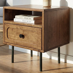 Savana Solid Wood Single-Drawer Nightstand by Megsu