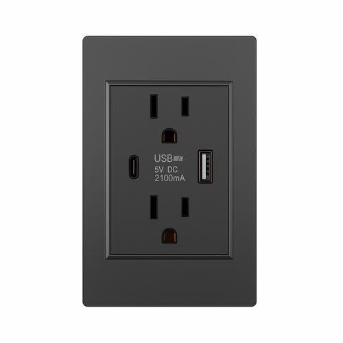 Dual USB Wall Outlet Port 15A Power Socket Charger AC Receptacle Plate by Homemaintenancesupplies2