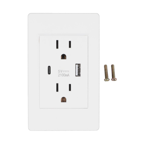 Dual USB Wall Outlet Port 15A Power Socket Charger AC Receptacle Plate by Homemaintenancesupplies2