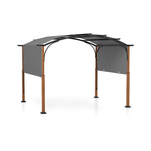 10 x 12 FT Outdoor Retractable Pergola with Retractable Canopy for Patio-Beige by Homemaintenancesupplies2