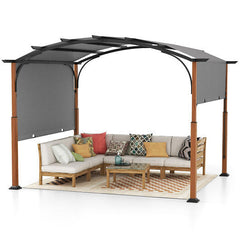 10 x 12 FT Outdoor Retractable Pergola with Retractable Canopy for Patio-Beige by Homemaintenancesupplies2
