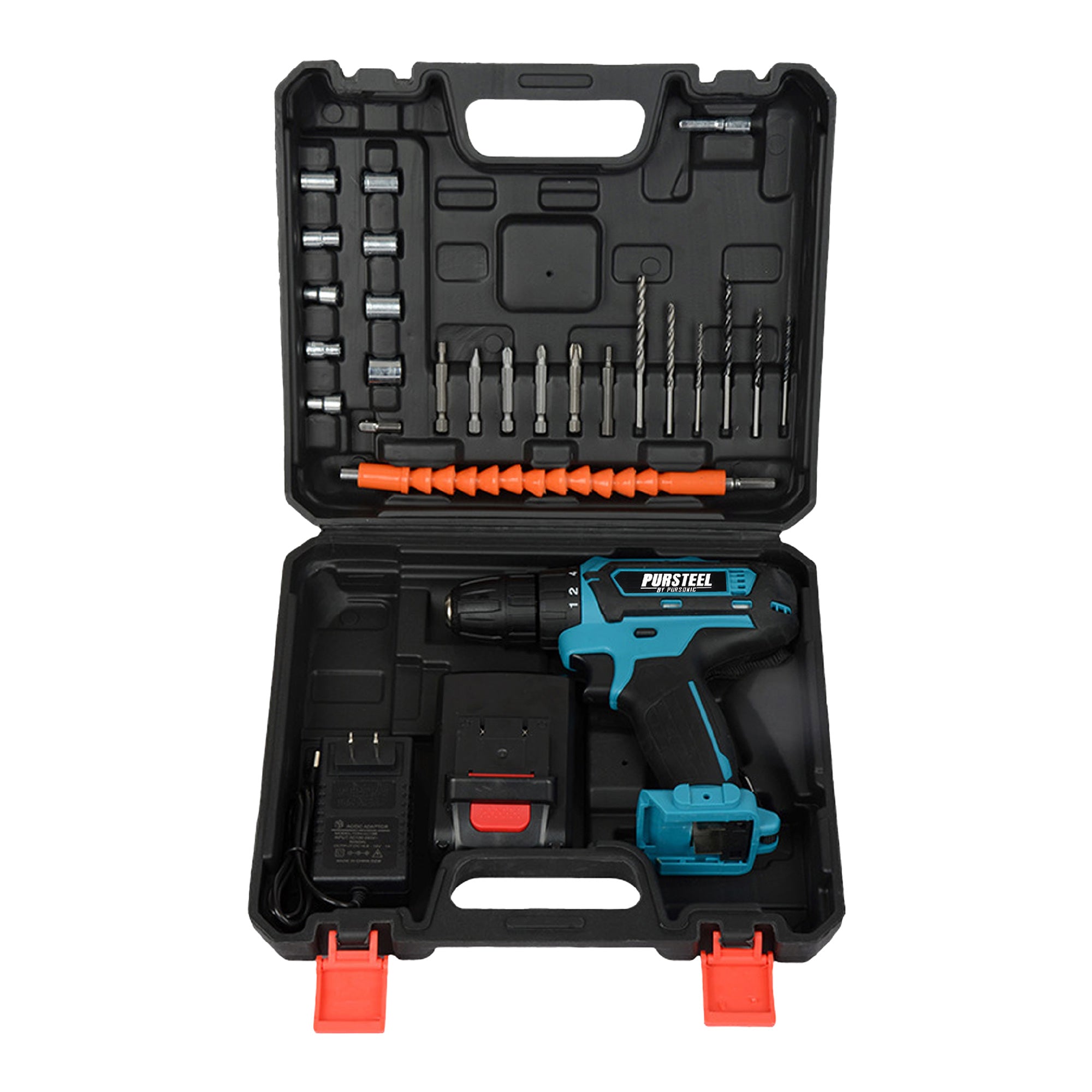 Pursonic 21V Rechargeable Cordless Drill 24 Piece Set – Compact Power for Home & DIY Projects by Pursonic