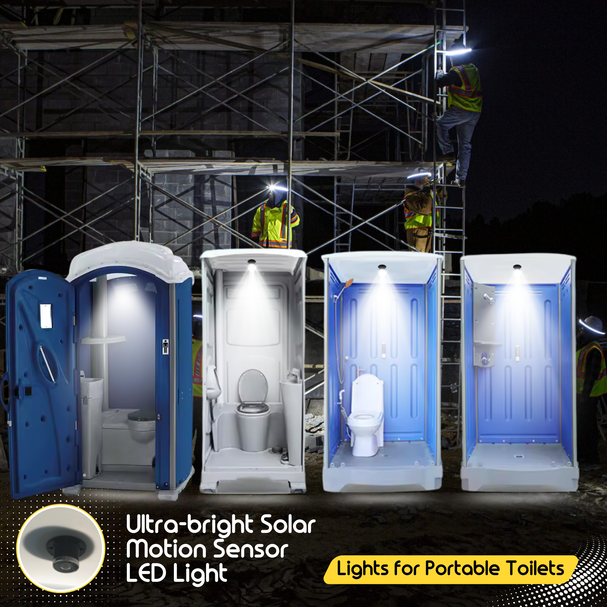 Porta potty solar lights with motion Sensor ‎BICSHL-06 by Brighticonic