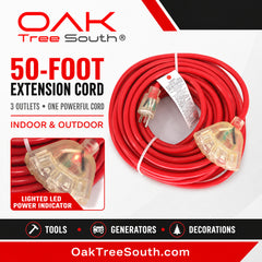 50-foot Extension Cord with 3 Outlets by Oak Tree South