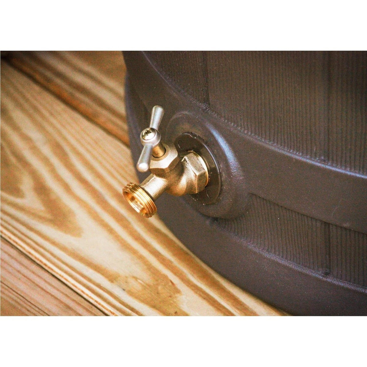 Brown Oak 50-Gallon Plastic Rain Barrel with Bottom Spigot by Homemaintenancesupplies2