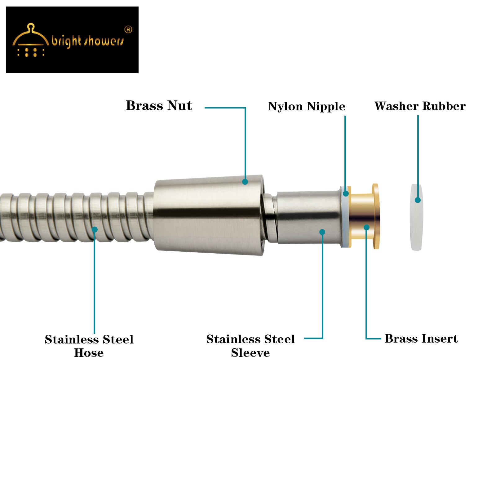 69 Inch Shower Hose For Hand Held Shower Heads,Stainless Steel Kink-Free Hose by brightshowers