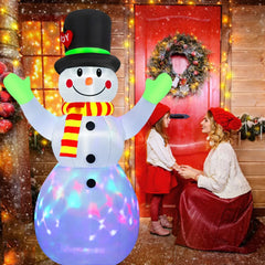 2.4m Rotating Snowman Inflatable Christmas Decoration with LED Lights by CAN