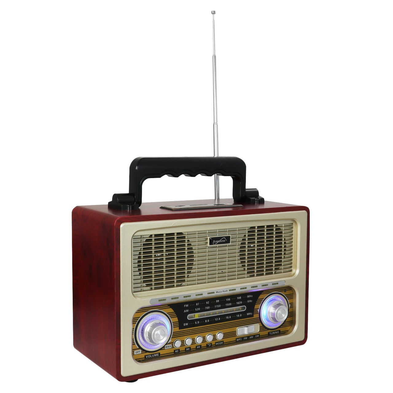 SuperSonic Vintage Retro Multifunction Bluetooth Speaker with Rechargeable Battery by SuperSonic