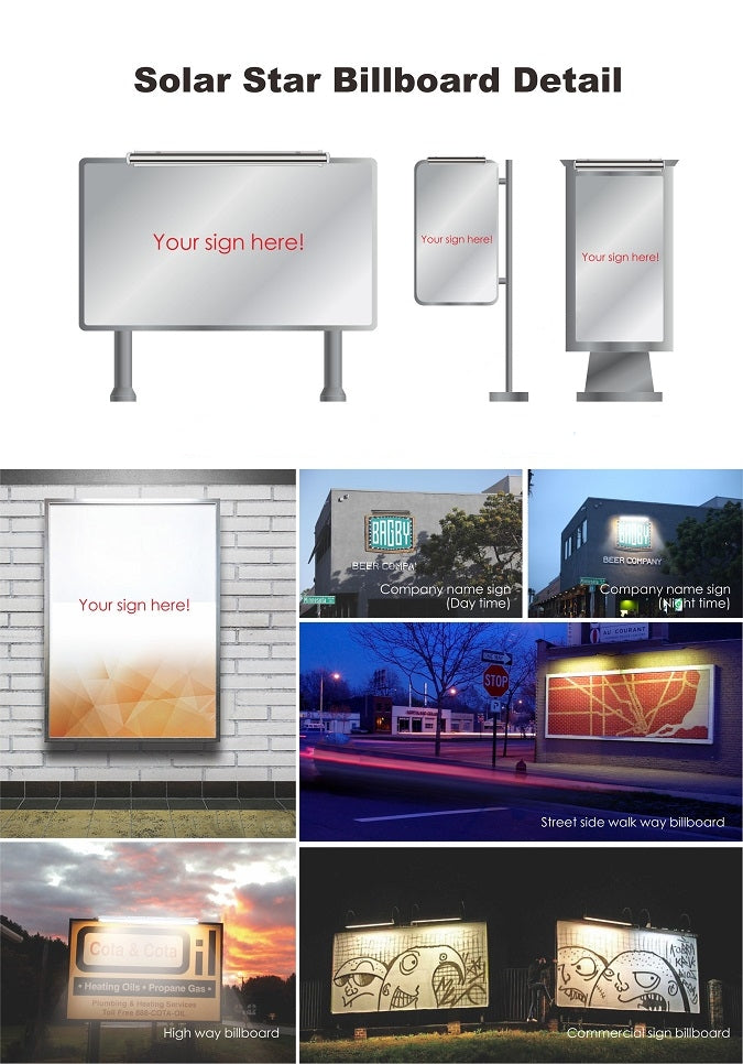 Solar Billboard Light – IP65 Waterproof | 9W LED Aluminum Linear Wall Lamp BICSSL‑04 by Brighticonic