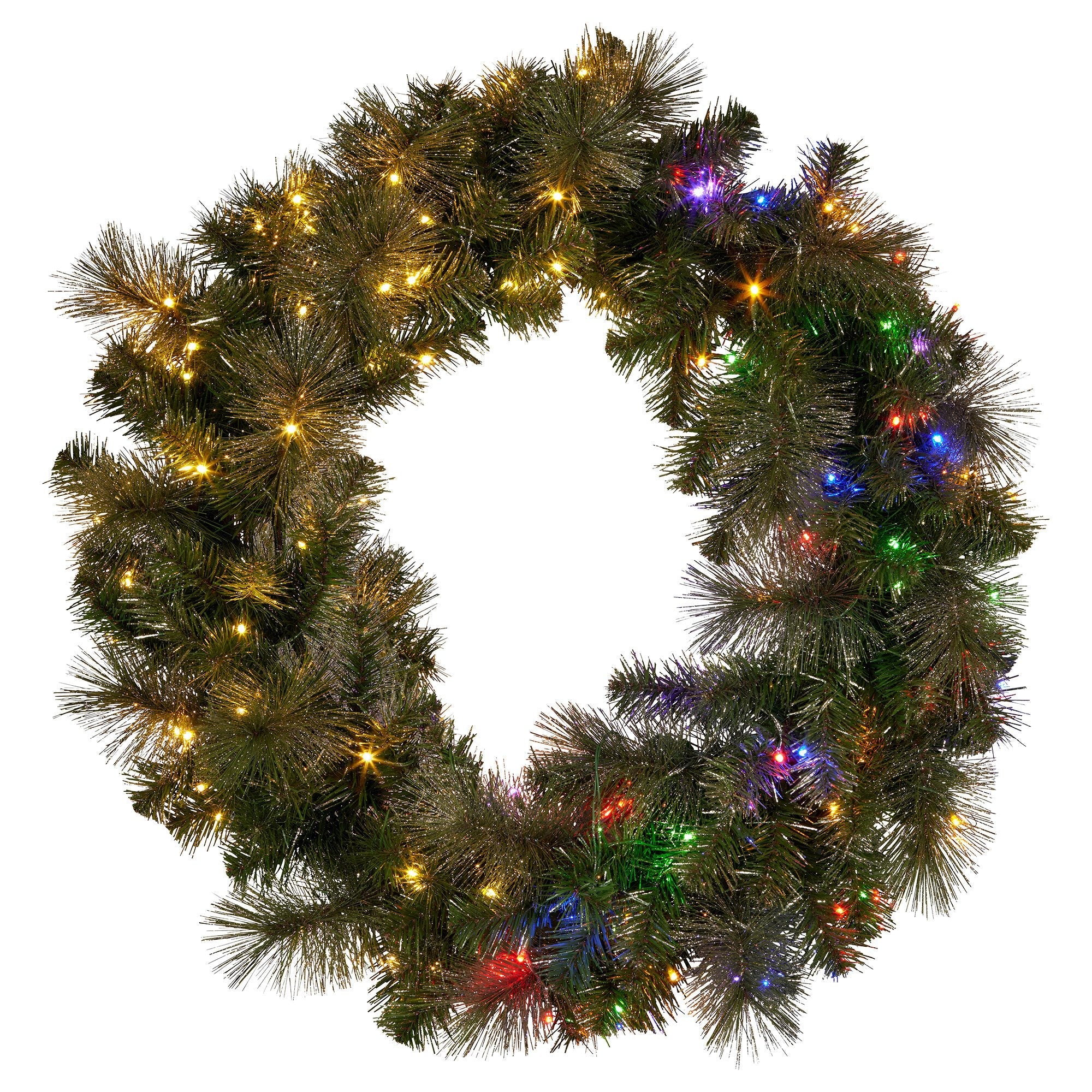 Christabelle 1.22m Split 2pc Christmas Wreath with LED Lights Pine Dual Front Doors Decoration Ornament by Xanadu Living