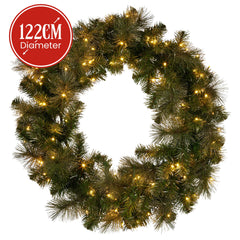 Christabelle 1.22m Split 2pc Christmas Wreath with LED Lights Pine Dual Front Doors Decoration Ornament by Xanadu Living