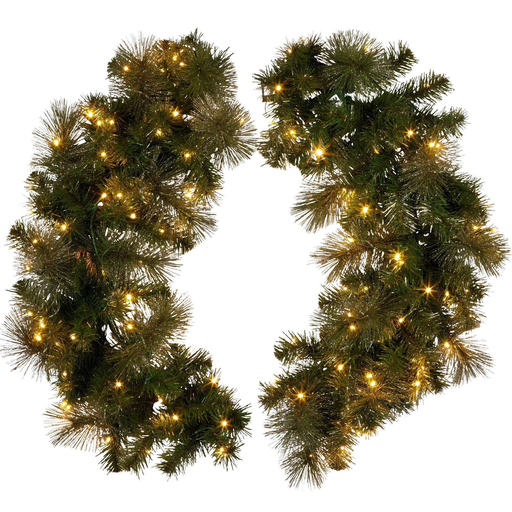 Christabelle 1.22m Split 2pc Christmas Wreath with LED Lights Pine Dual Front Doors Decoration Ornament by Xanadu Living