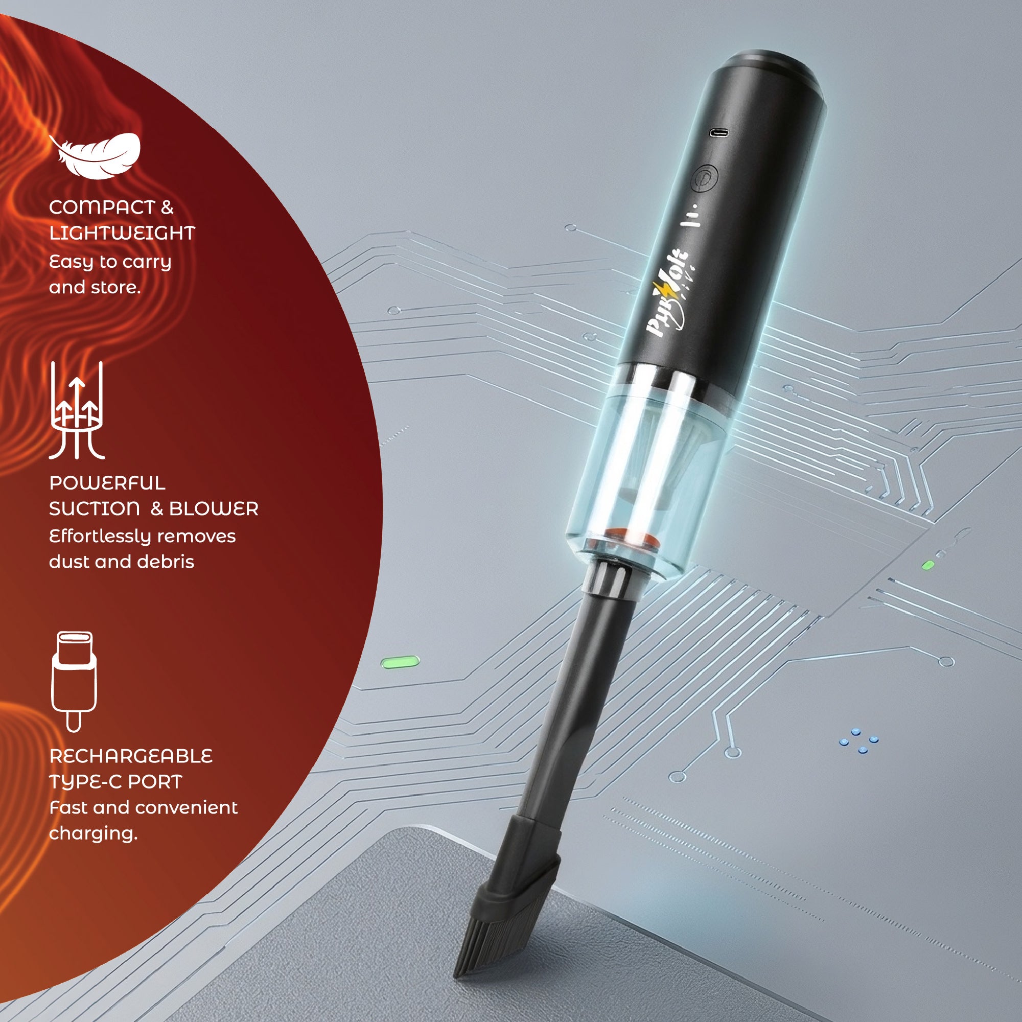 2-in-1 Mini Wireless Vacuum Cleaner & Air Duster by Pursonic