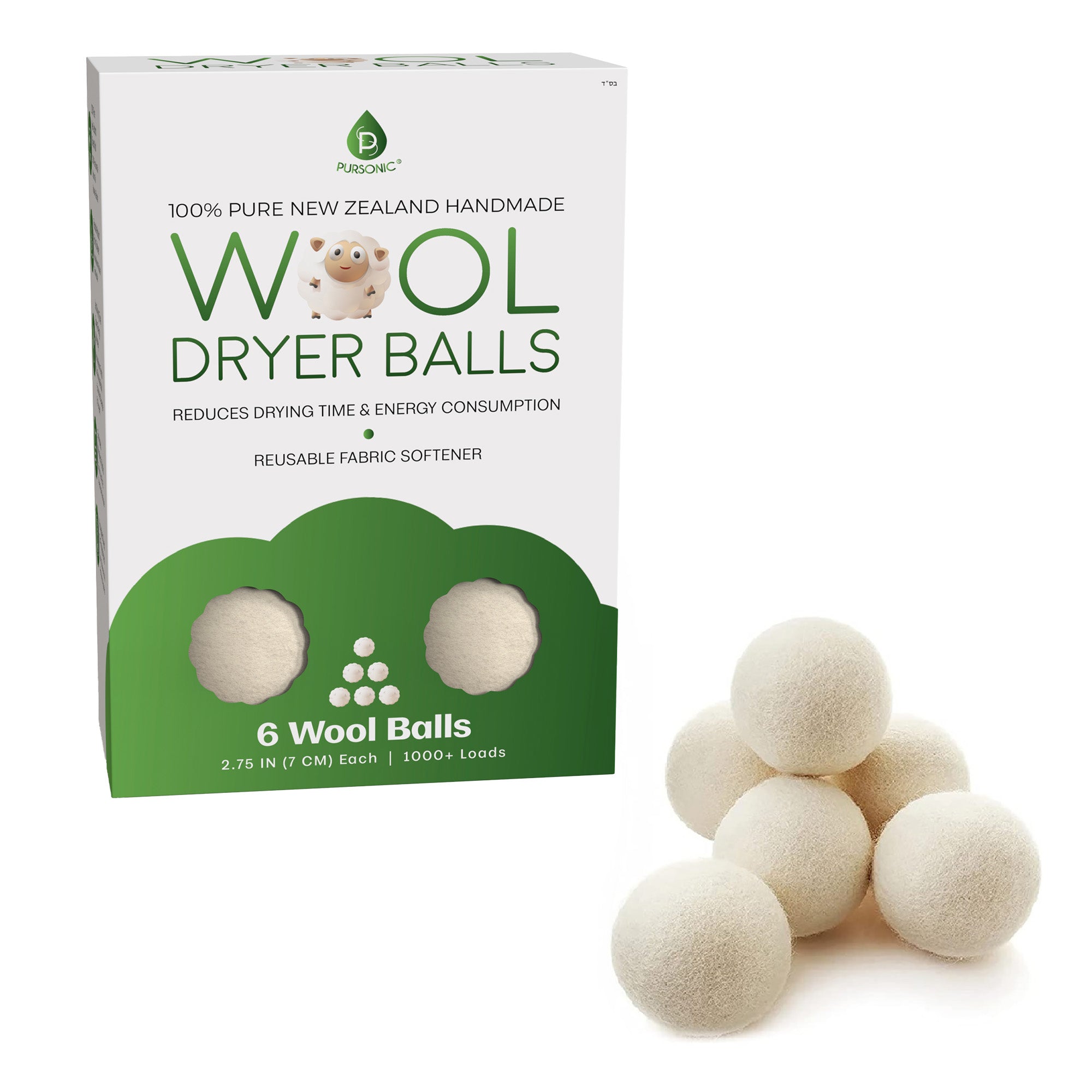 100% Pure New Zealand Wool Dryer Balls by Pursonic