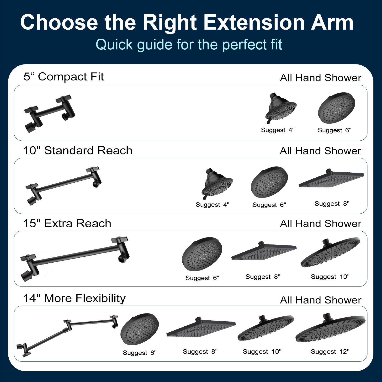 10 Inch Brass Shower Head Extension Arm, Height & Angle Adjustable by brightshowers