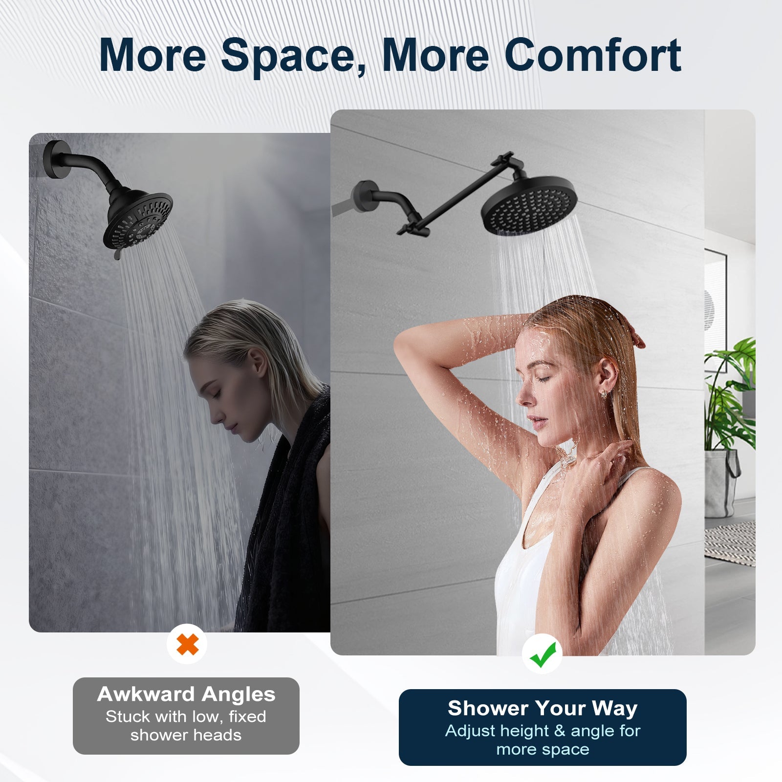 10 Inch Brass Shower Head Extension Arm, Height & Angle Adjustable by brightshowers