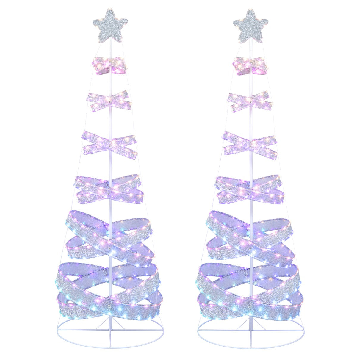 NNECW 210 cm Outdoor Spiral Christmas Tree with 341 LED Lights for Party/Home Decoration-2 pieces by NNECW