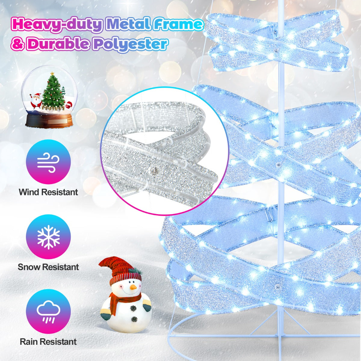 NNECW 210 cm Outdoor Spiral Christmas Tree with 341 LED Lights for Party/Home Decoration-2 pieces by NNECW